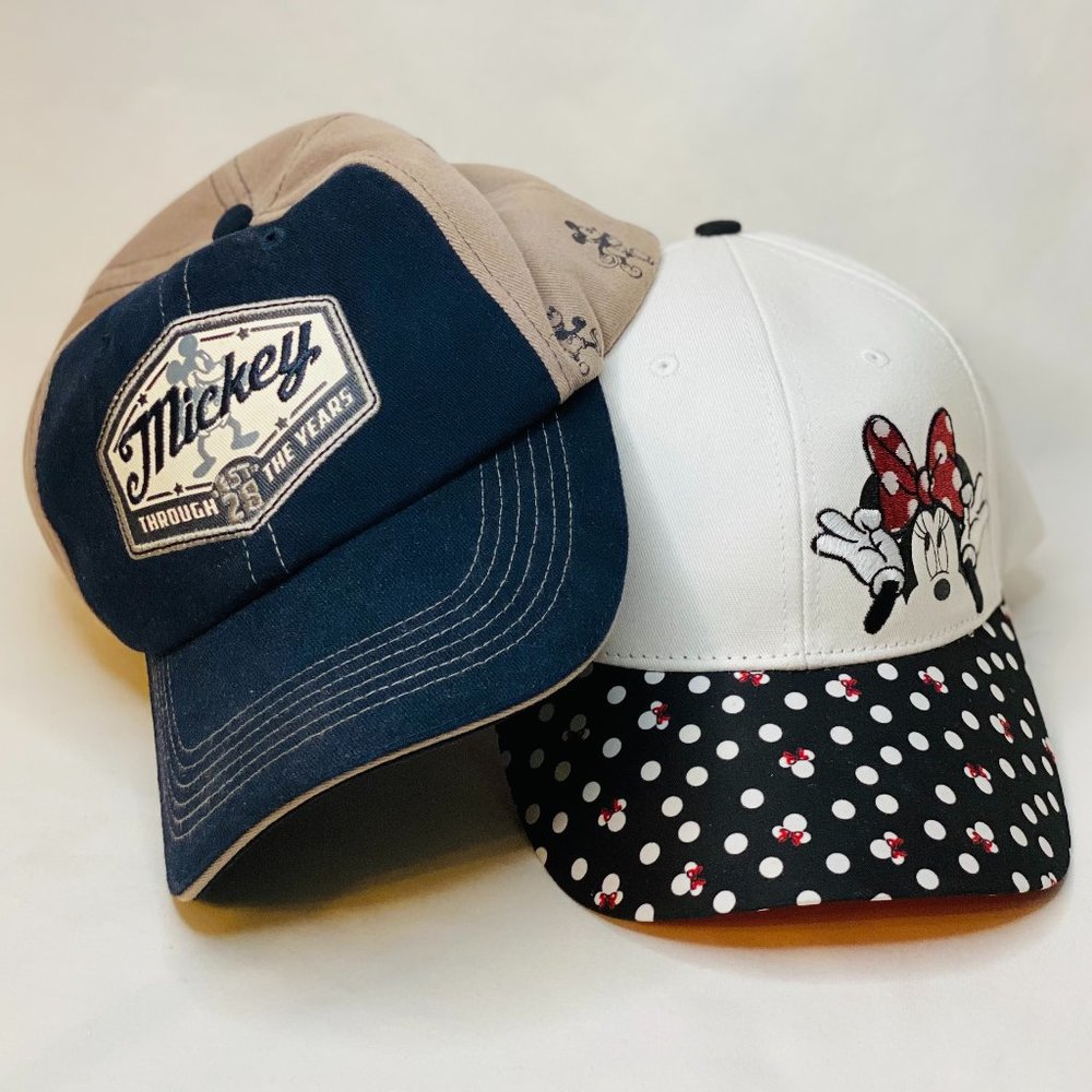 Lot of 2 Disney Parks Mini & Mickey Mouse Adjustable Ball Caps